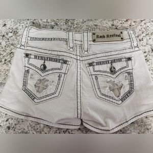 Rock Revival White Shorts Black Stitching 27